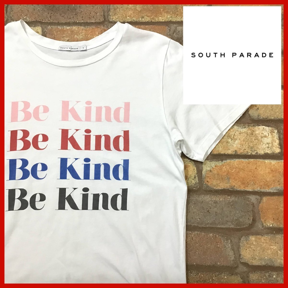 ME10-951★海外正規品★状態良好★【SOUTH PARADE】ホワイト Be King 半袖 グラフィック Tシャツ【レディース L】白 プリント 古着_画像7