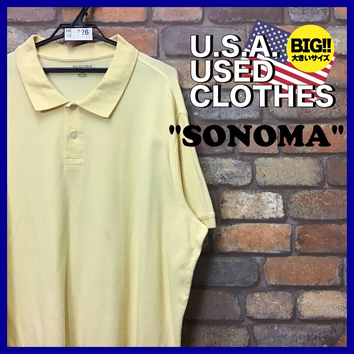 ME12-226★USA古着★オーバーサイズ【sonoma】良カラー 2B プレーン コットン 半袖ポロシャツ【メンズ XXL】イエロー ストリート ゴルフ_画像1