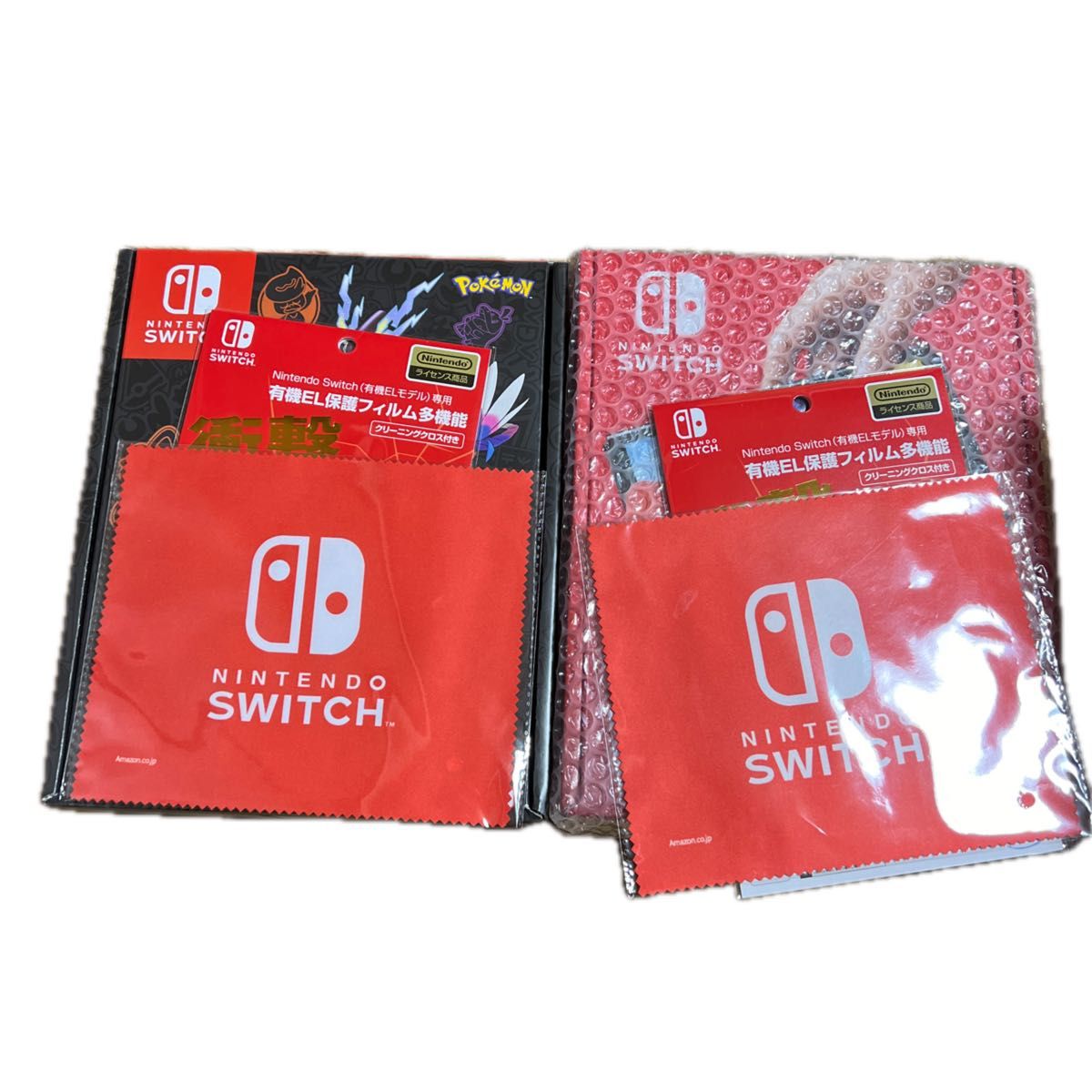 Nintendo Switch 有機ELモデル スカーレットバイオレットエディション　マリオレッド　保護フィルム付き　2台セット