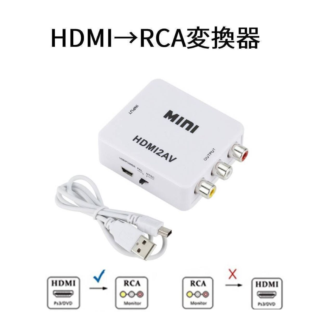 HDMI→RCA変換器　AVコンバーター