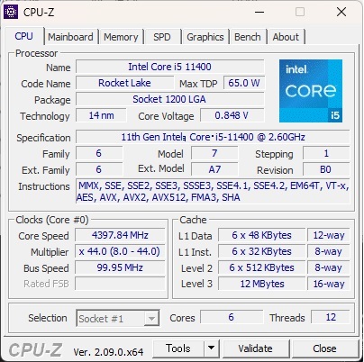 Intel インテル Core i5 11400 BOX / LGA1200_画像7