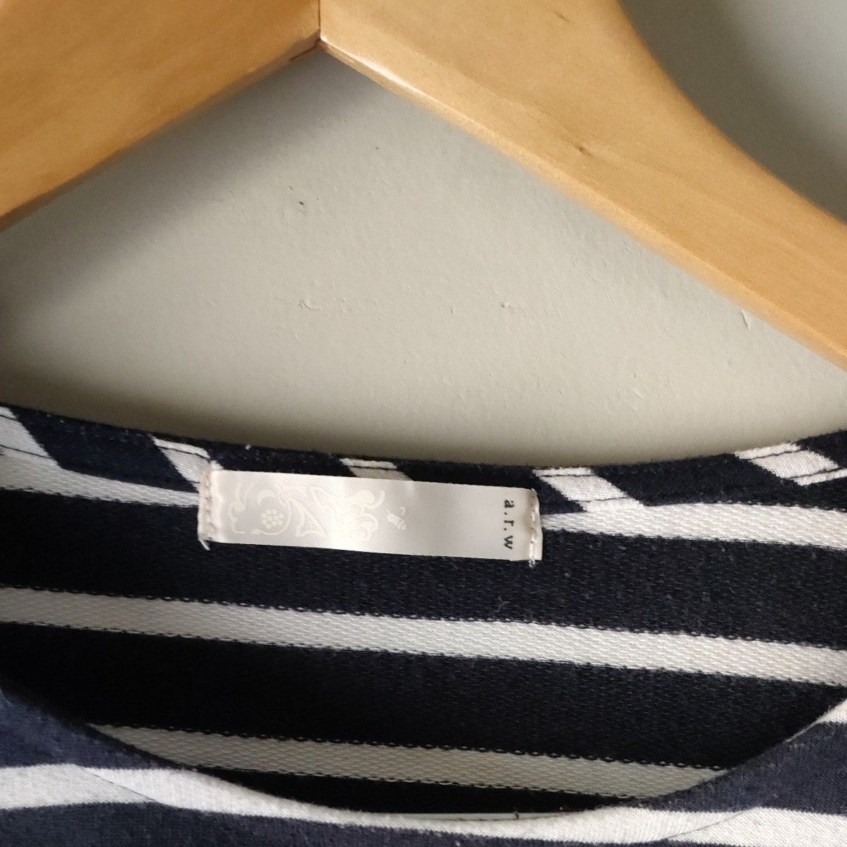 Tシャツ カットソー ボーダー 長袖 フリーサイズ 後ろが長いタイプです 白×紺 ネイビー