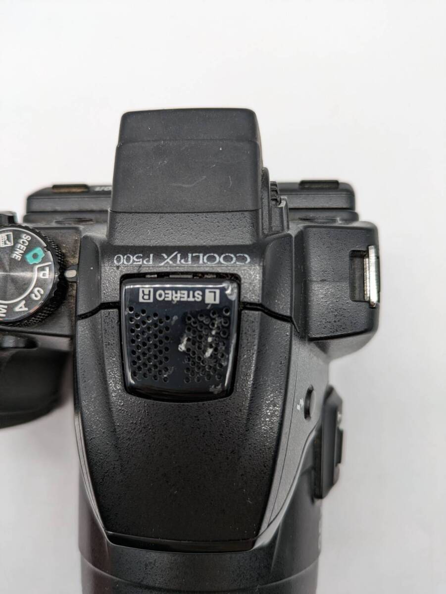 【OP13457SA】1円～ NIKON ニコン COOLPIX P500 カメラ ブラック レンズ NIKOR 36X WIDE OPITICAL ZOOM ED VR 付属品無し 動作未確認品_画像8