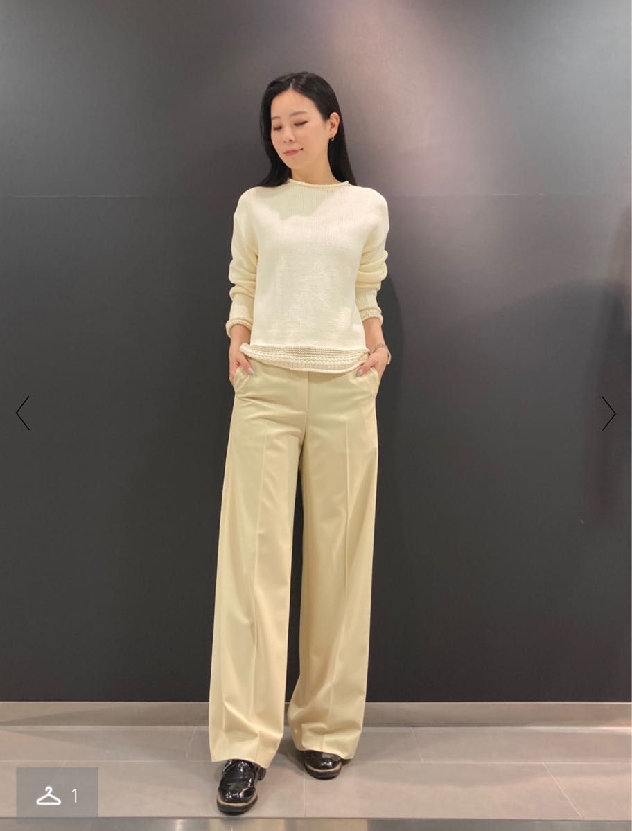 試着のみ theory 22SS パンツ ワイド バターイエロー ベージュ S 試着のみ theory 22SS パンツ ワイド バターイエロー ベージュ S