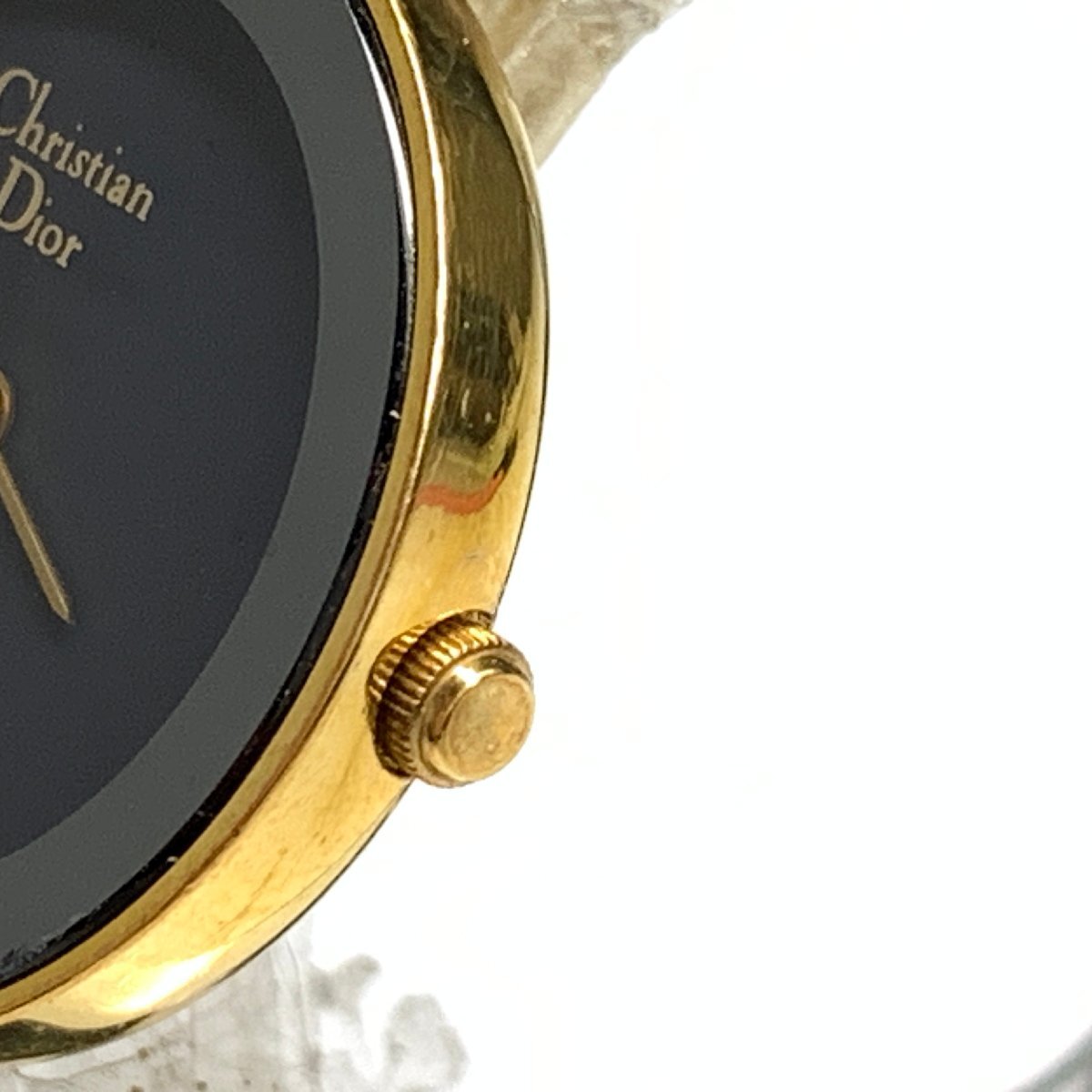 f001 Z4 41. Christian Dior クリスチャンディオール レディース腕時計 QZ 3032 レザーベルト ブラック系 動作品の画像3