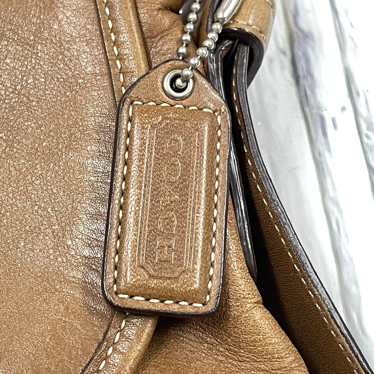 m002 G2(80) COACH コーチ クロスボディ ショルダーバッグ 斜め掛け 革 レザー 茶 ブラウン 9481 鞄 カバン レディース_画像7