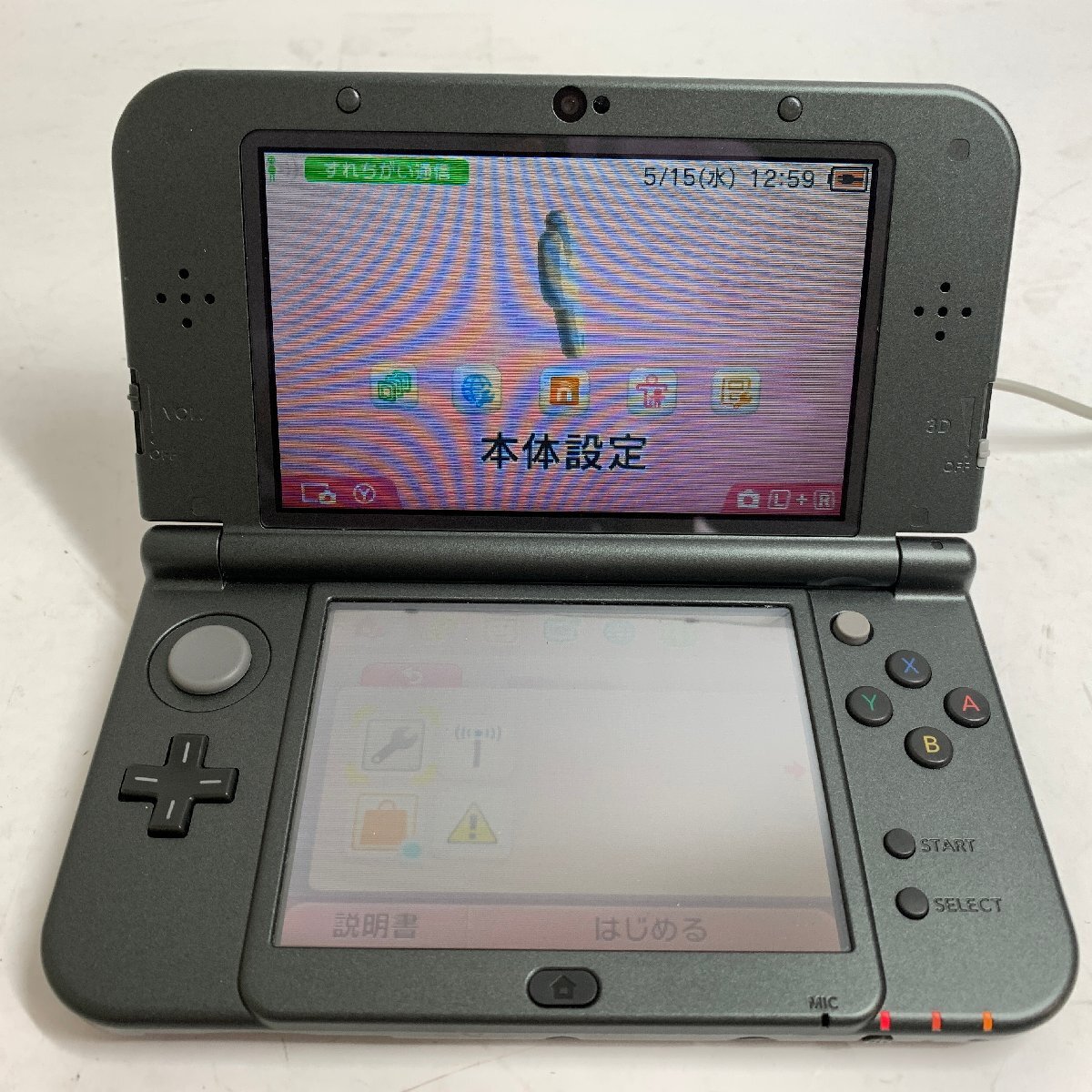 f001 E Nintendo NEW 3DS LL 動作確認、初期化済 任天堂 NEW3DS LL 本体 RED-001　充電器付き_画像1