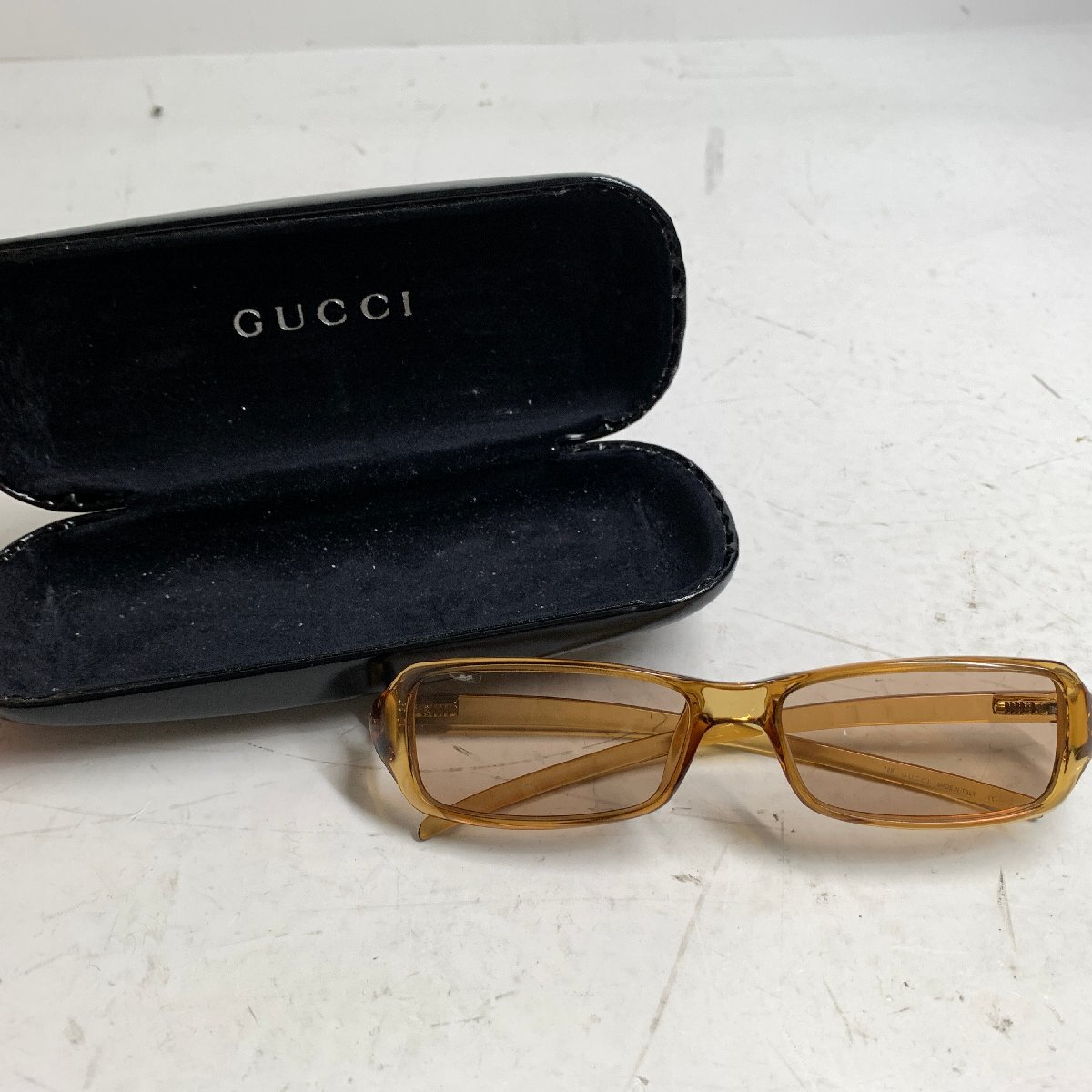 f001 BS GUCCI グッチ サングラス メガネ 眼鏡 ブラウン系 ケース付き_画像1