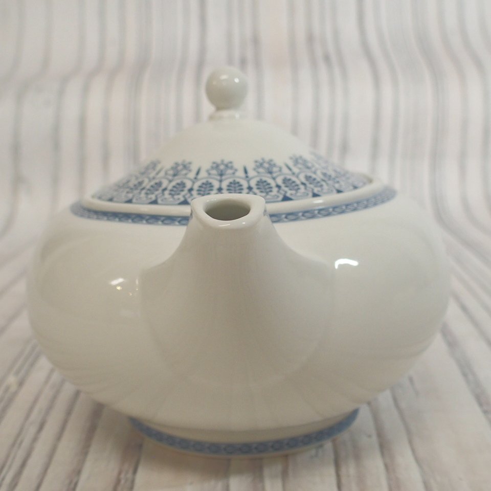 f002 H2 WEDGWOOD ウェッジウッド BLUE TONQUIN ティーポット アンティーク 茶器 茶道具の画像4