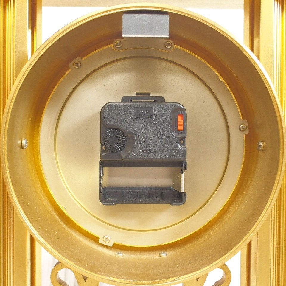 f002 B4 セイコー SEIKO 置時計 RZ410 トランジスタ クォーツ ゴールド 文字盤ブラック ストーン柄 ジャンクの画像8