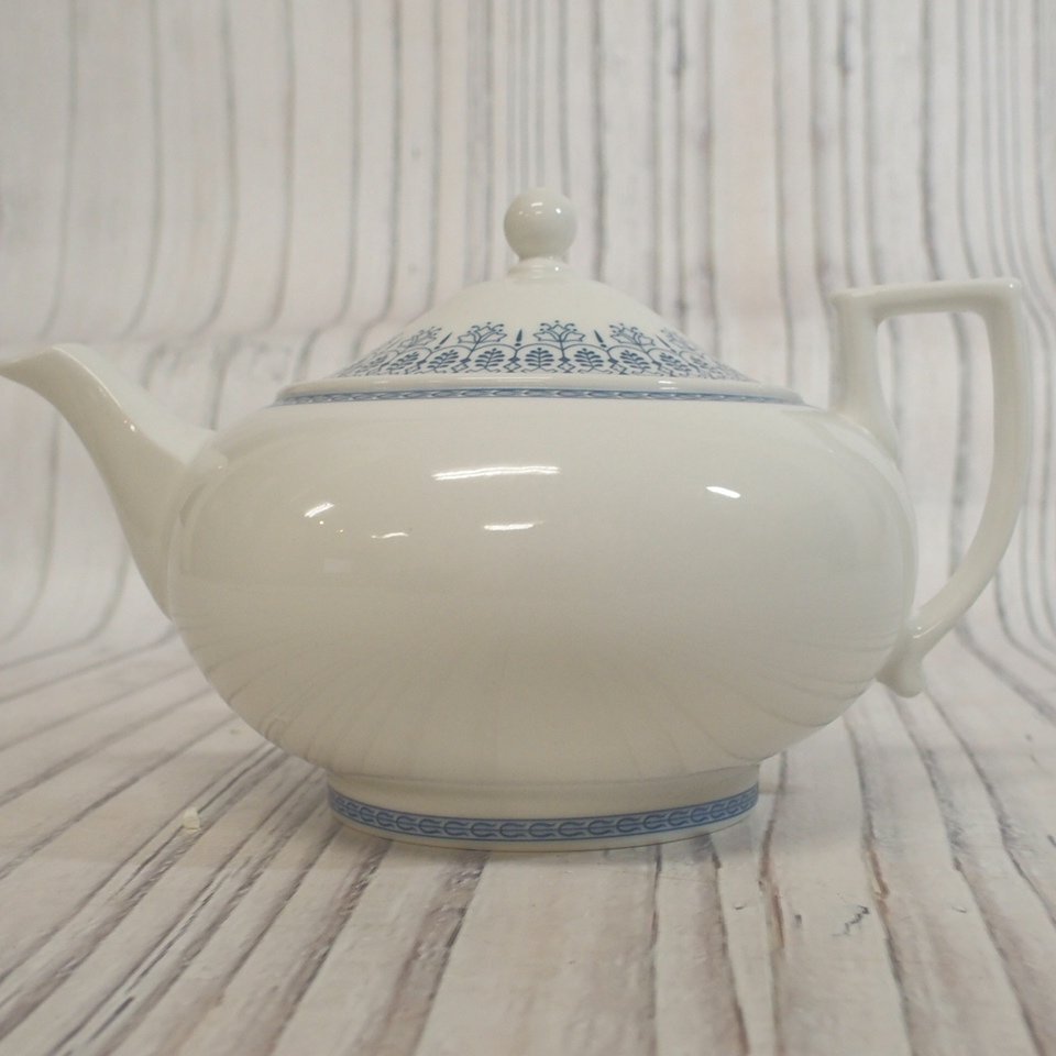 f002 H2 WEDGWOOD ウェッジウッド BLUE TONQUIN ティーポット アンティーク 茶器 茶道具_画像2