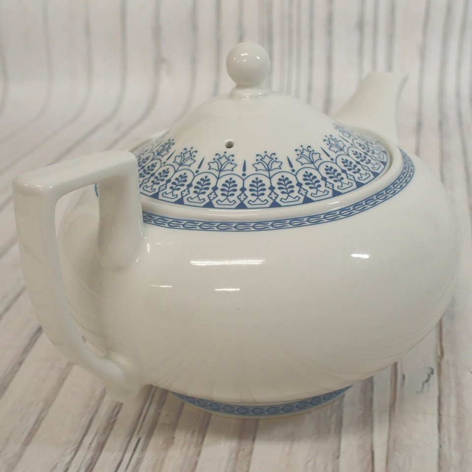 f002 H2 WEDGWOOD ウェッジウッド BLUE TONQUIN ティーポット アンティーク 茶器 茶道具の画像3