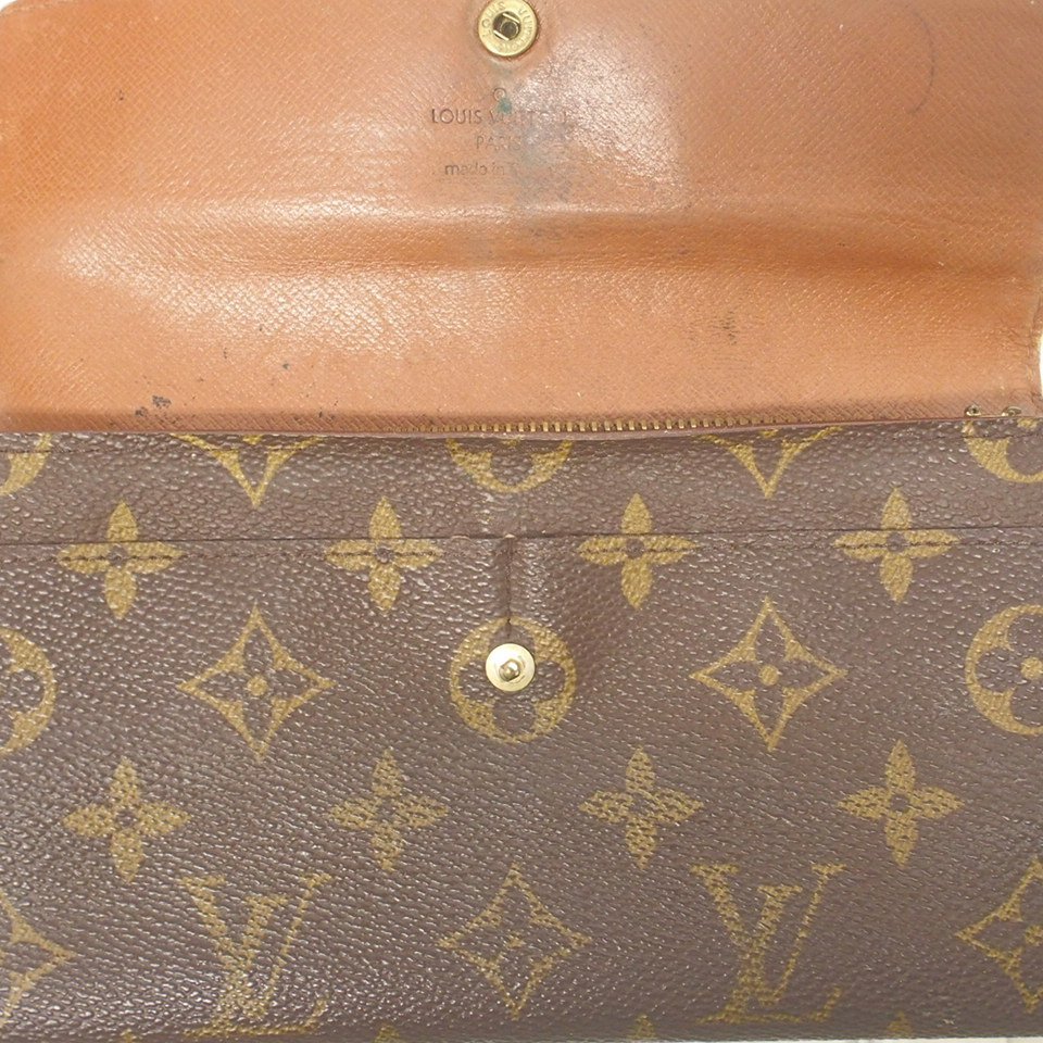 f002 Y2 ジャンク品 LOUIS VUITTON ルイヴィトン M61725 財布 2つ折り長財布 ポシェット ポルトモネ クレディモノグラム 宅急便コンパクト_画像8