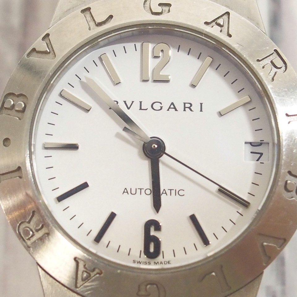 f002 Z1 ブルガリ BVLGARI LCV29S ディアゴノスポーツ レディース腕時計 自動巻き デイト 白文字盤 稼働品_画像3