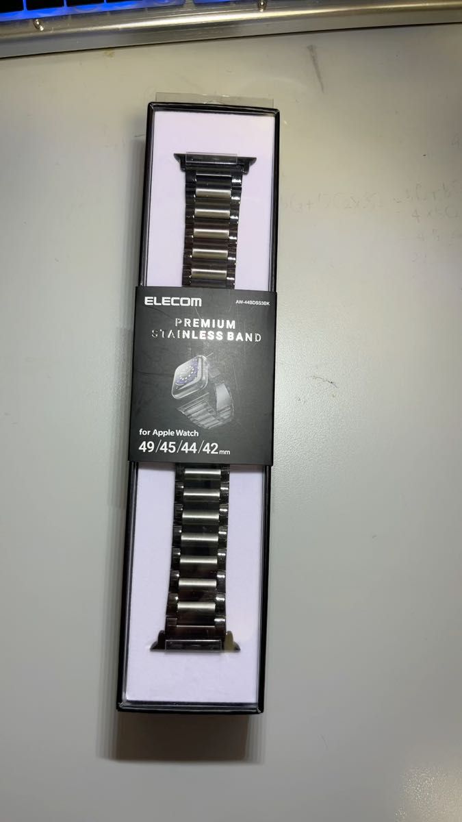値下げ！新品Apple Watch45/44/42mm用バンド プレミアムステンレス 3連タイプ ブラックAW-44BDSS3BK