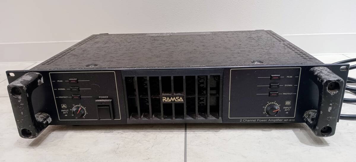 【え沖】 ☆ RAWSA 2 Channal Power Amplifier WP-9110 ナショナル/パワーアンプ 通電のみ確認済 MDZ01MNB11_画像1