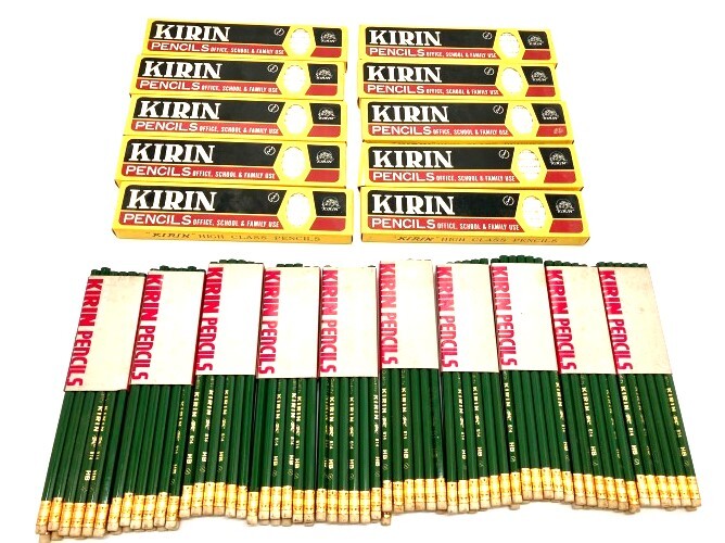 【え沖】 ☆ 未使用 昭和レトロ 鉛筆 新品 KIRIN PENCILS 814 HB 10ダース 410 文房具 筆記用具 希少 MDZ01MNB76の画像1