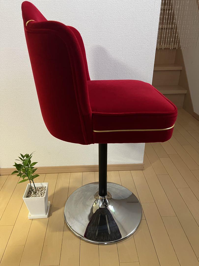昭和レトロ　赤い椅子　スナック　飲み屋　喫茶店　ベロア調の椅子　チェア_画像4