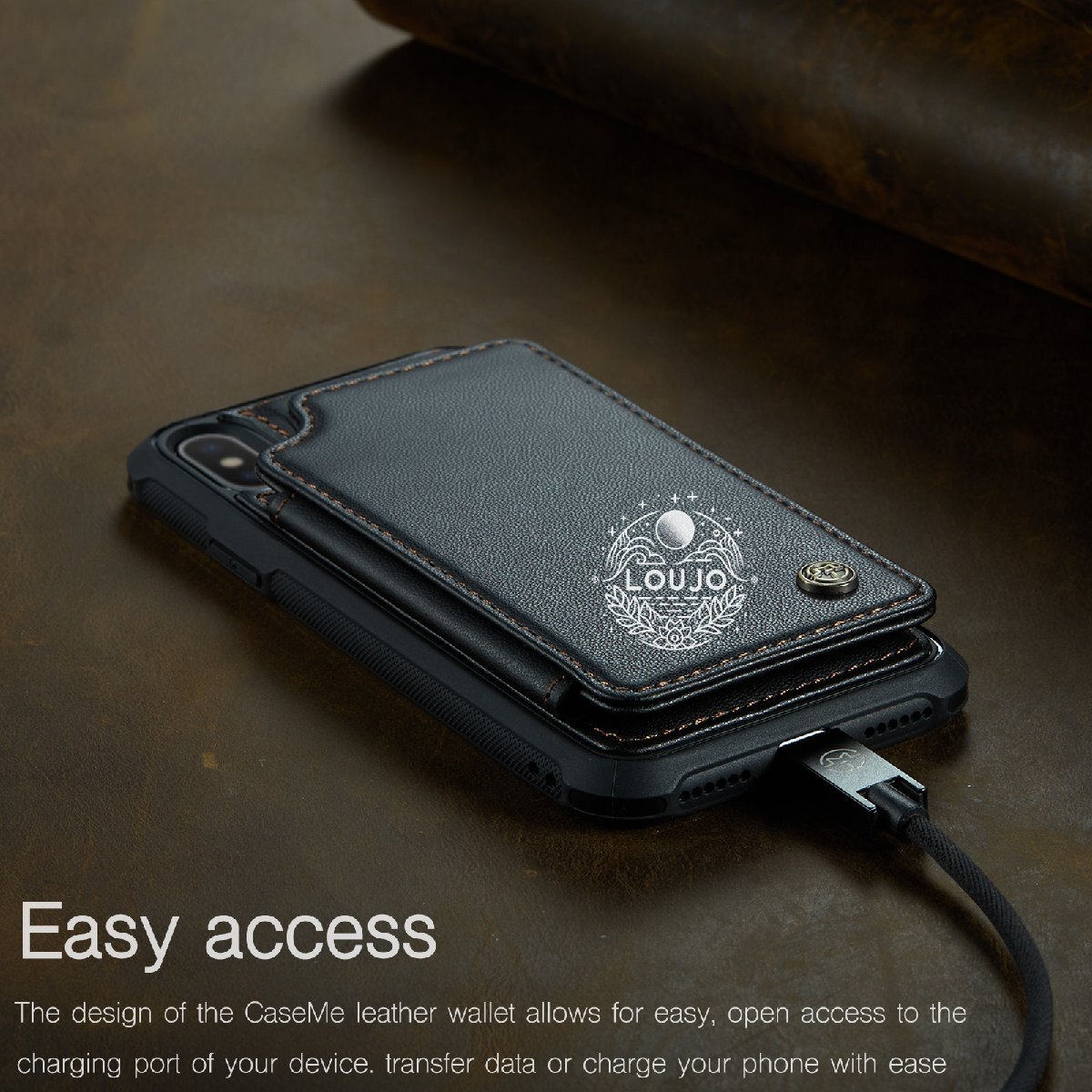 手帳型 RFID防止盗難 C22 レザーケース ケース カバー カード収納 iphone X XS XR XSMax 型番選択可 ブラック_画像9