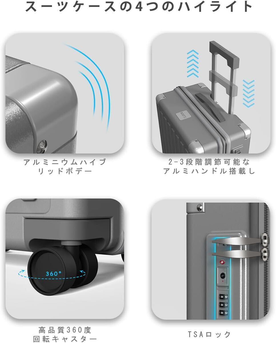 スーツケースキャリーケース S 機内持込 TSA ダブルキャスター 耐衝撃 キャリーバッグ TSAロック 軽量 静音 4