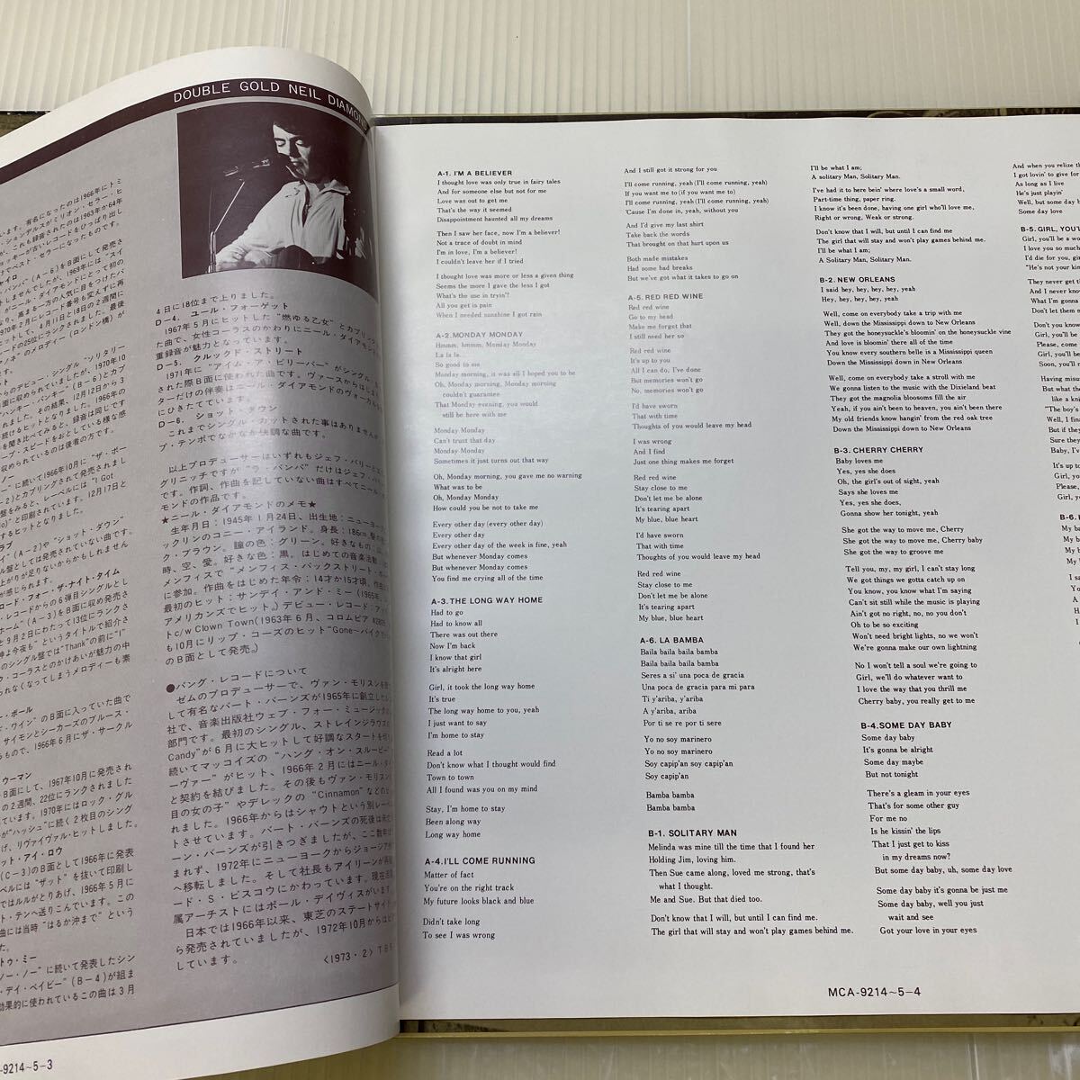 【同梱可】☆彡　ニール・ダイアモンド　　☆　ダブルゴールド　(2LP)　☆061006★　MCA-9214～15_画像5