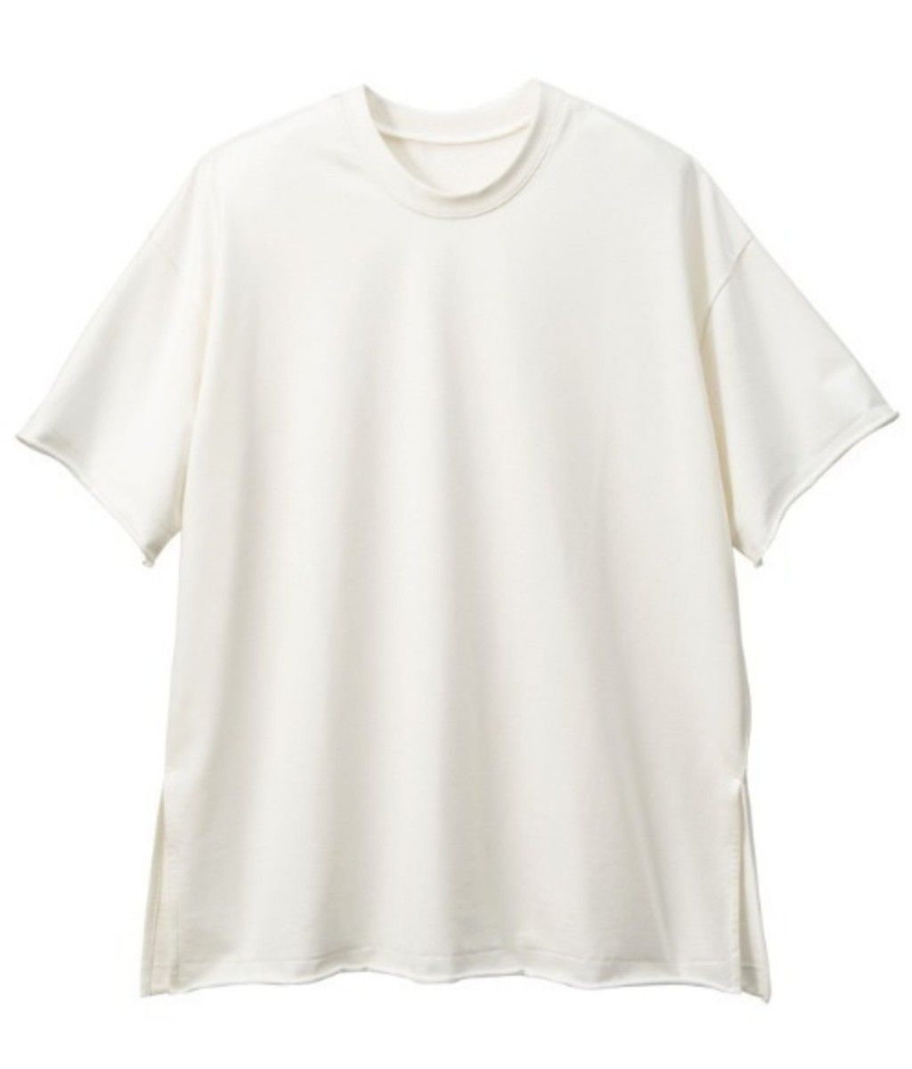 Mホワイト　GeeRA　Tシャツ 切りっぱなしデザインゆるカットソー