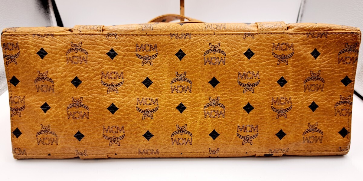 【美品】MCM エムシーエム ショルダー トートバッグ 肩掛け レザー キャメル_画像6