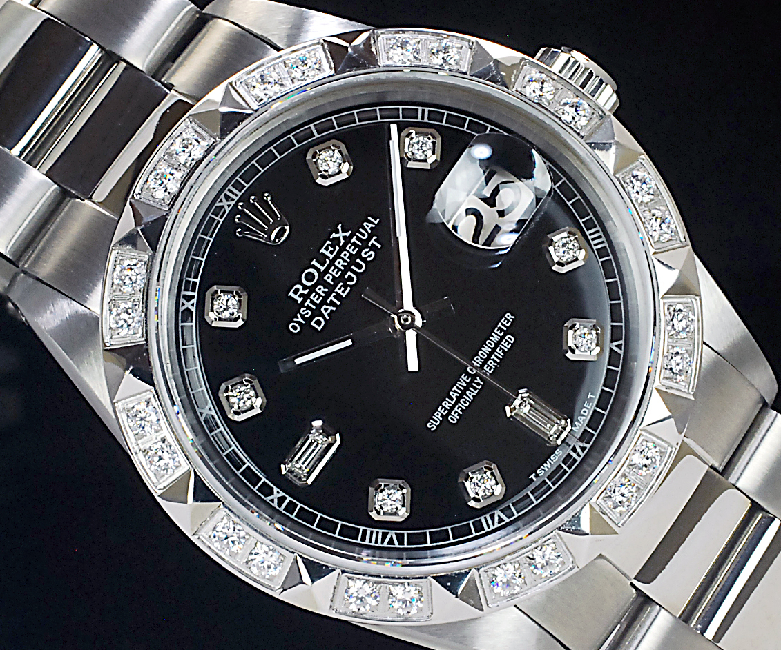 S級極美品【2年/本物保証】ブラック デイトジャスト ROLEX 36mm
