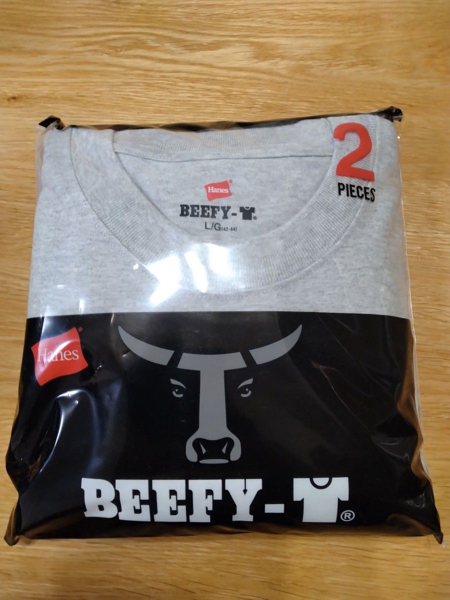 ビーフィー 2枚組 ヘザーグレー　メンズ ユニセックス Tシャツ 半袖 Ｌ BEEFY-T ヘインズ Hanes BEEFY　