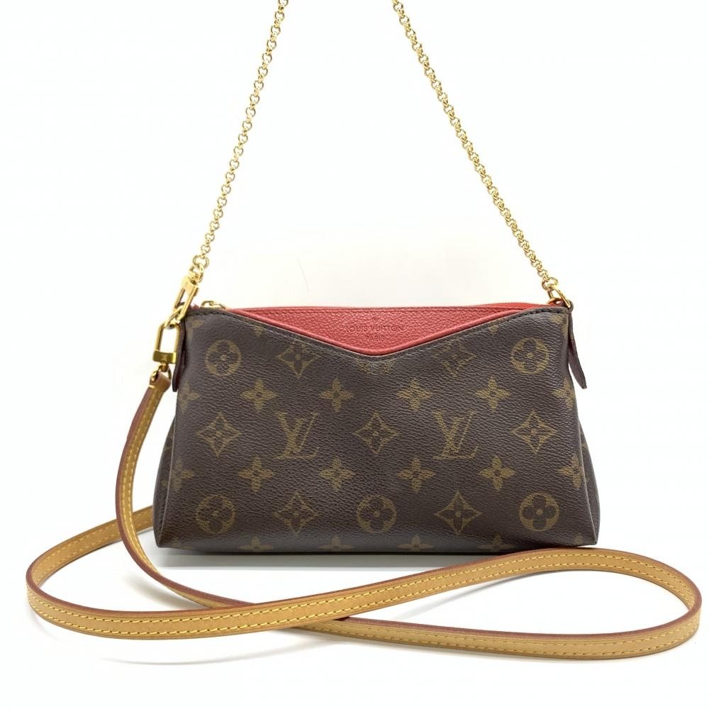 LOUIS VUITTON ルイヴィトン M41638 パラスクラッチ モノグラム ショルダーバッグ クロスボディ レディース ブラウン レッド 管理RT37502_画像1