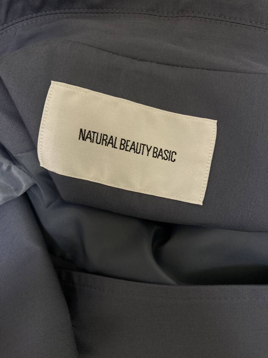 natural beauty basic キュプラ混バルマカーンコート ステンカラーコート BLUE M コート ナチュラルビューティベーシック 中古_画像3