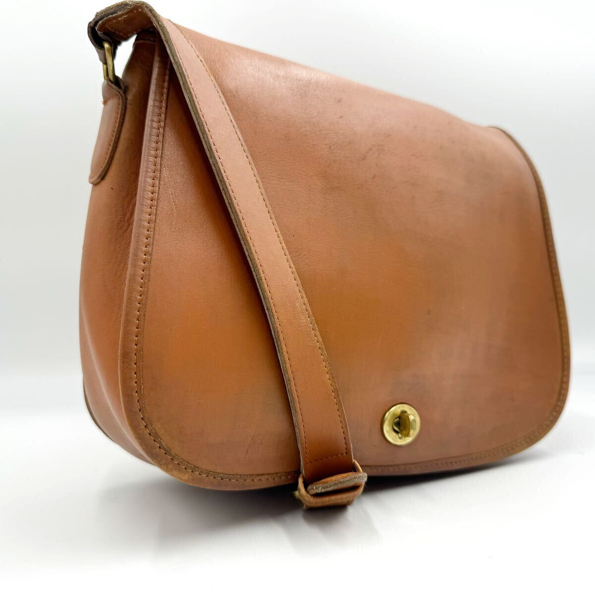 1 jpy OLD COACH Old Coach shoulder bag Turn lock glove tan leather Brown Vintage diagonal ..