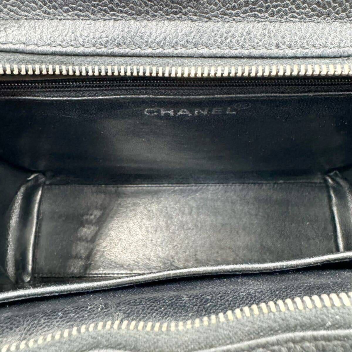 1円 【極美品】 CHANEL シャネル トートバッグ ターンロック ココマーク キャビアスキン レザー 黒 ブラック シール有 エグゼクティブ_画像8