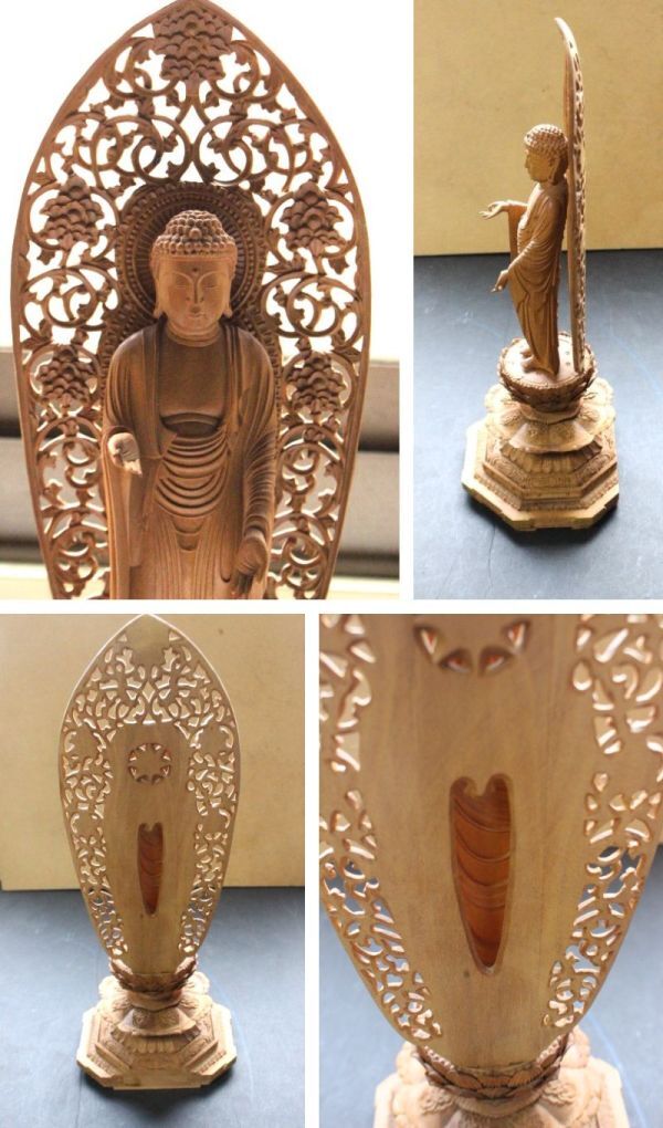 △な-275 福田照明 作 白檀 仏像 中古 阿弥蛇如来 立像 五寸 △な-275 福田照明 作 白檀 仏像 中古 阿弥蛇如来 立像 五寸