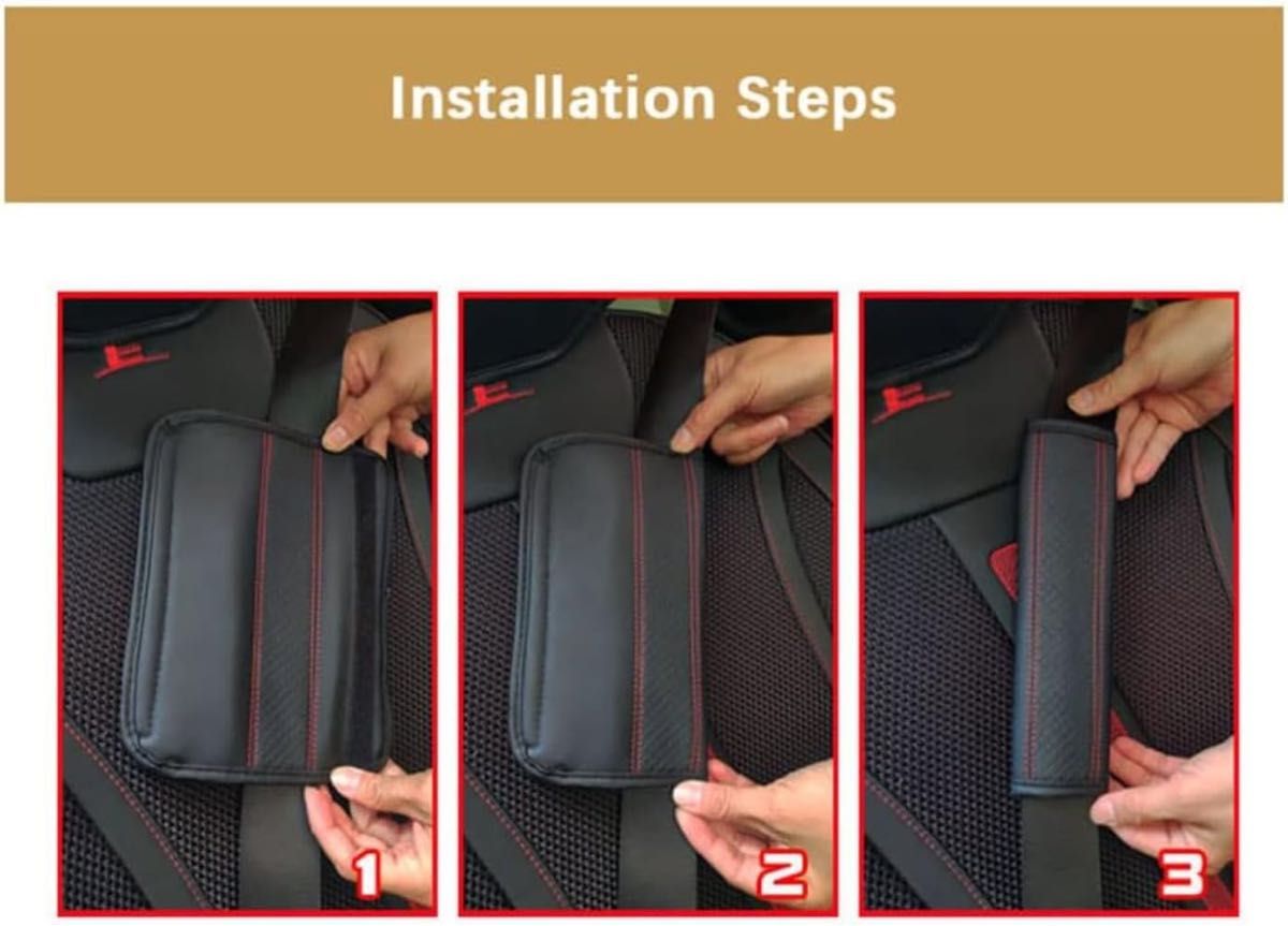 2pcs カーシートベルト 革肩保護カバー シートカバーは首と肩を保護し、摩擦を減らすことができます 