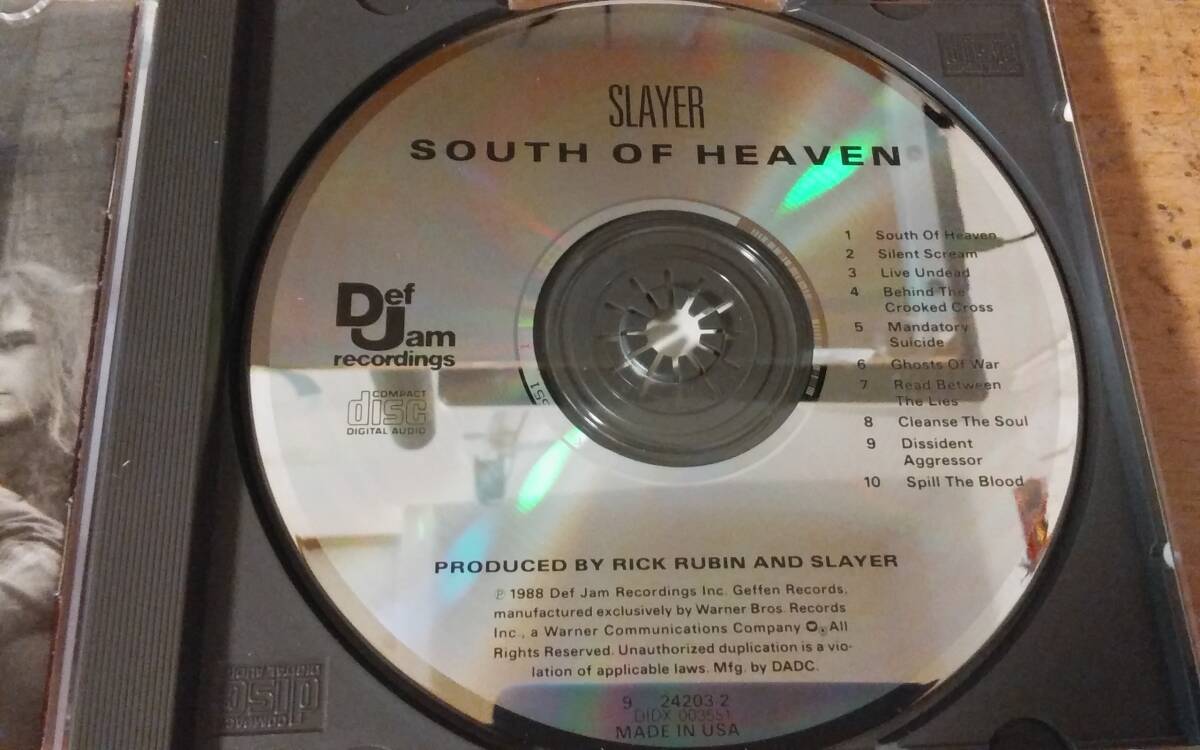 【初期US盤Def Jamプレス】SLAYERの88年South Of Heaven。_画像3