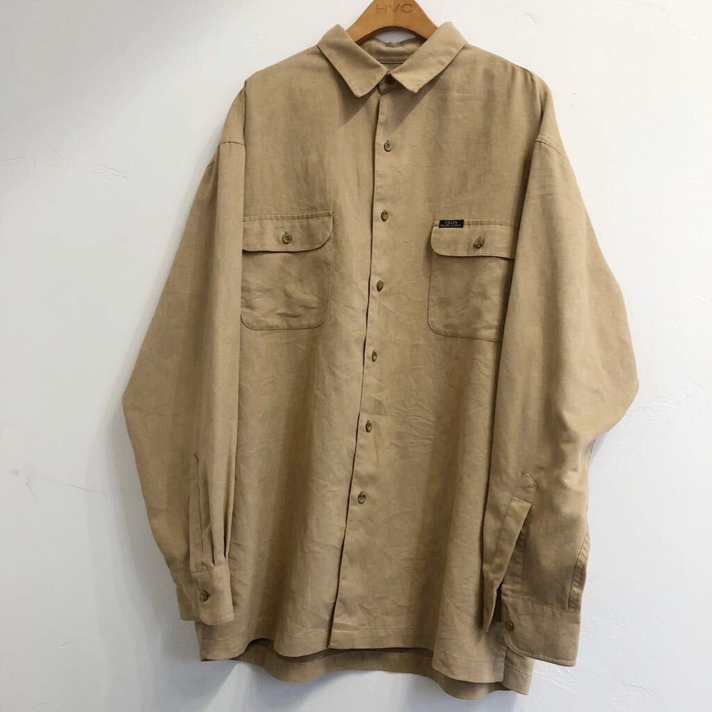 90s 00s CHAPS RALPH LAUREN チャップス ラルフローレン 長袖シャツ フェイクスエード ベージュ Lサイズ 美品 メンズ_画像1