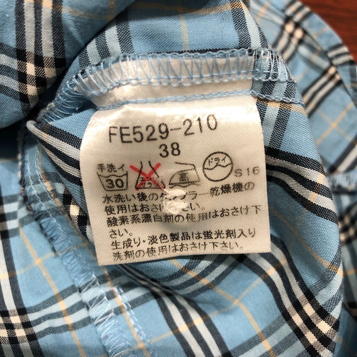 BURBERRY BLUE LABEL バーバリー ブルーレーベル ノースリーブ ブラウス 38 シャツ チェック ブルー 01341-03 コットン100% トップス_画像6