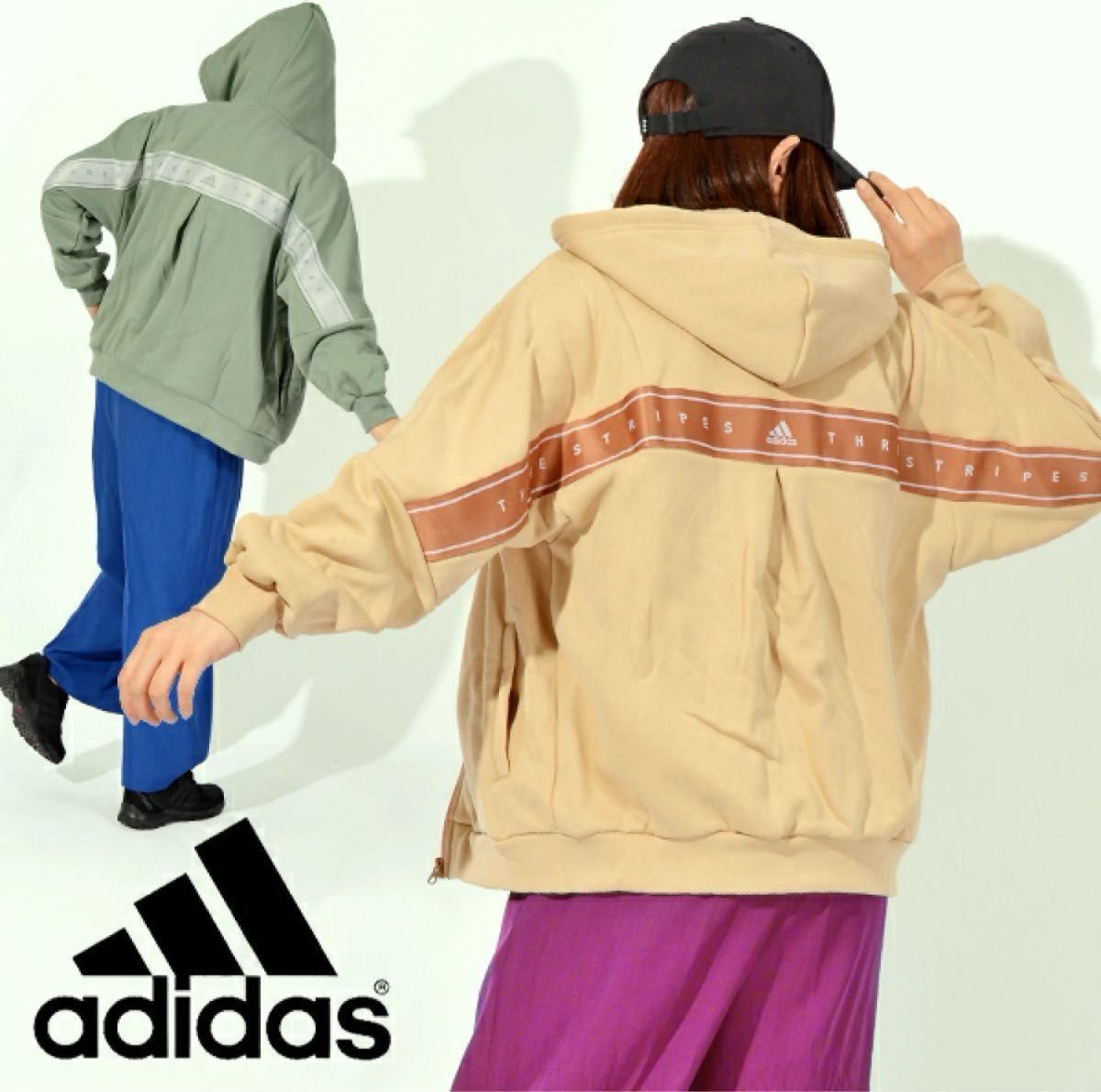 未使用タグ付　アディダス レディース フルジップ パーカー adidas W WORD スウェットFZフーディ　サイズM