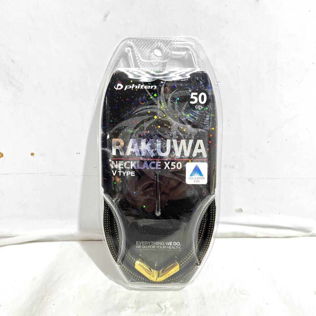 (志木)【新品 送料無料】Phiten/ファイテン RAKUWA/ラクワ ネックレス ゴールド X50 Vタイプ 50cm AQUATITAN 水溶化メタル 磁気_画像2