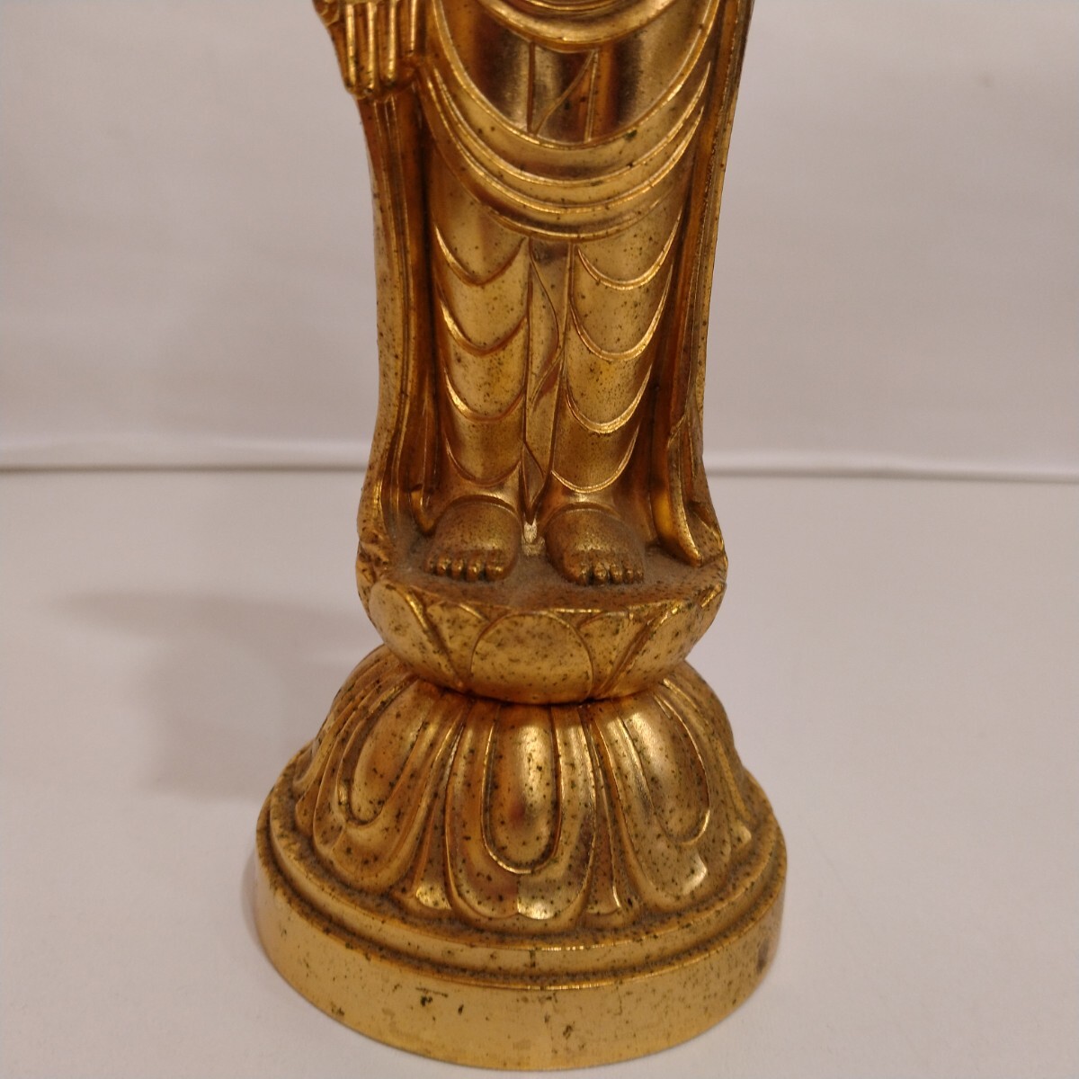 M05008　仏像　秀雲作　聖観音菩薩像　高さ23cm　金属製　在銘　仏教美術　置物　仏像　_画像8