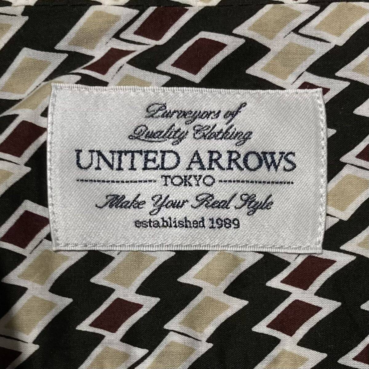 UNITED ARROWS 綿 長袖 シャツ 柄シャツ 総柄 Mサイズ_画像5