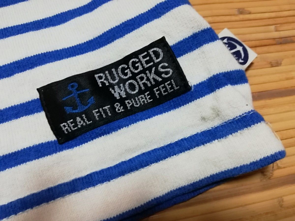 RUGGED WORKS  ラゲッドワークス 長袖 カットソー ボーダー 青×白 ブルー×ホワイト　綿100％