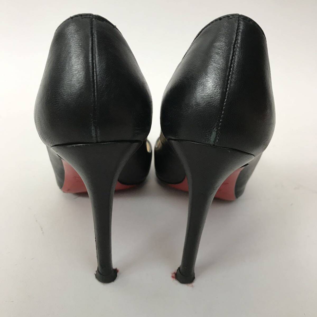 k21 Christian Louboutin クリスチャン ルブタン レザー パンプス ハイヒール BLACK 34 イタリア製 フォーマル ビジネス ピンヒール 正規品_画像7