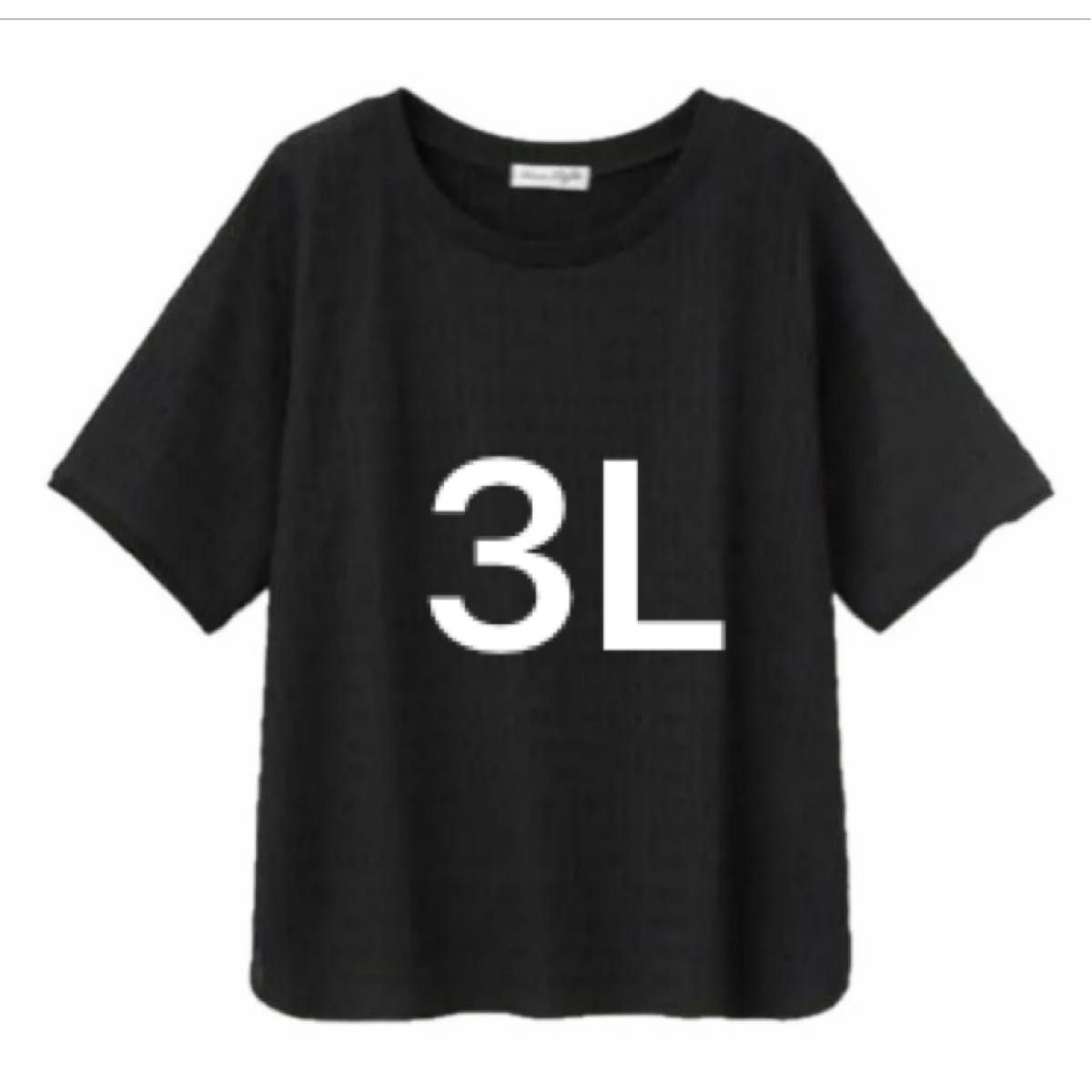 【タ】着痩せ表面変化プルオーバーしまむら大きいサイズ（HINA）ブラック3L カットソー Tシャツ 