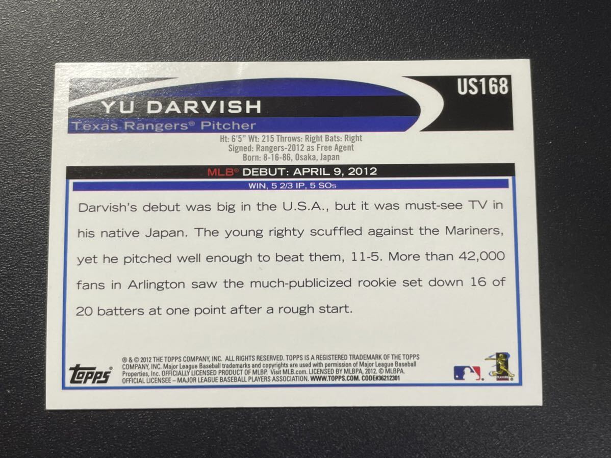 ダルビッシュ有 2012 Topps GOLD SHIMMER FOIL ルーキーカード Yu Darvish Rookie Card MLBカードの画像2