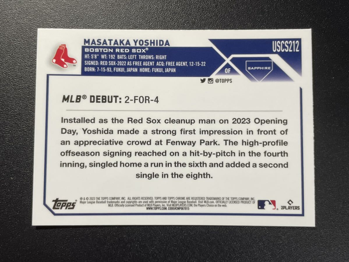 吉田正尚 2023 Topps Chrome SAPPHIRE バリエーション Masataka Yoshida Rookie Card MLBカードの画像2