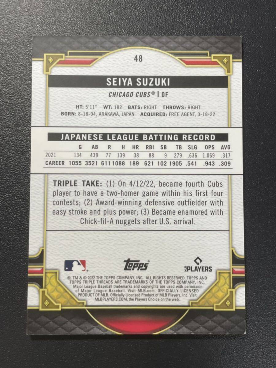 199枚限定 鈴木誠也 2022 Topps Tripple Threads ORANGE ルーキーカード Seiya Suzuki Rookie MLBカードの画像2