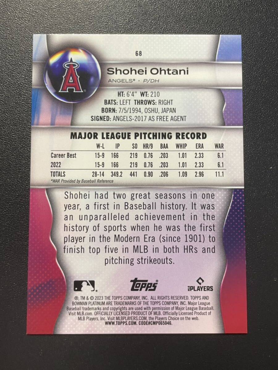199枚限定 大谷翔平 2023 Bowman Platinum RED FOIL SHOHEI OHTANI ドジャース MLBカードの画像3