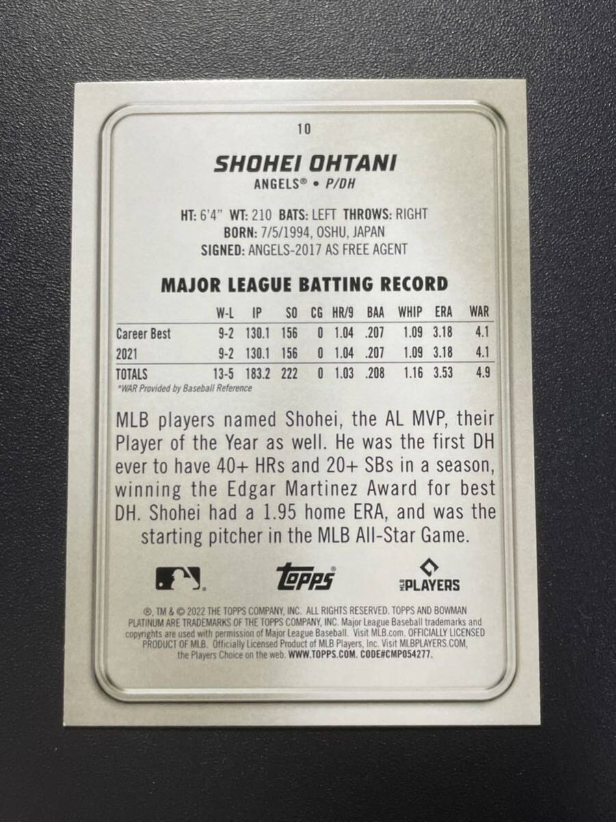 大谷翔平 2022 Bowman Platinum ICE FOIL パラレル Shohei Ohtani MLBカード_画像2